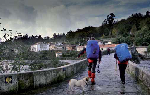 Un tramo do Camiño de Santiado nun día con precipitacións.